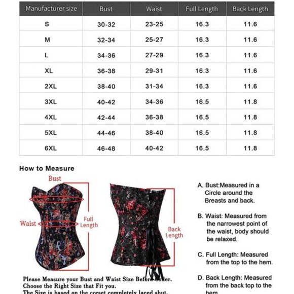 Black Floral Print Denim Corset Bustier Top Sweetheart‎ Strapless Waist Trainer - Picture 6 of 6